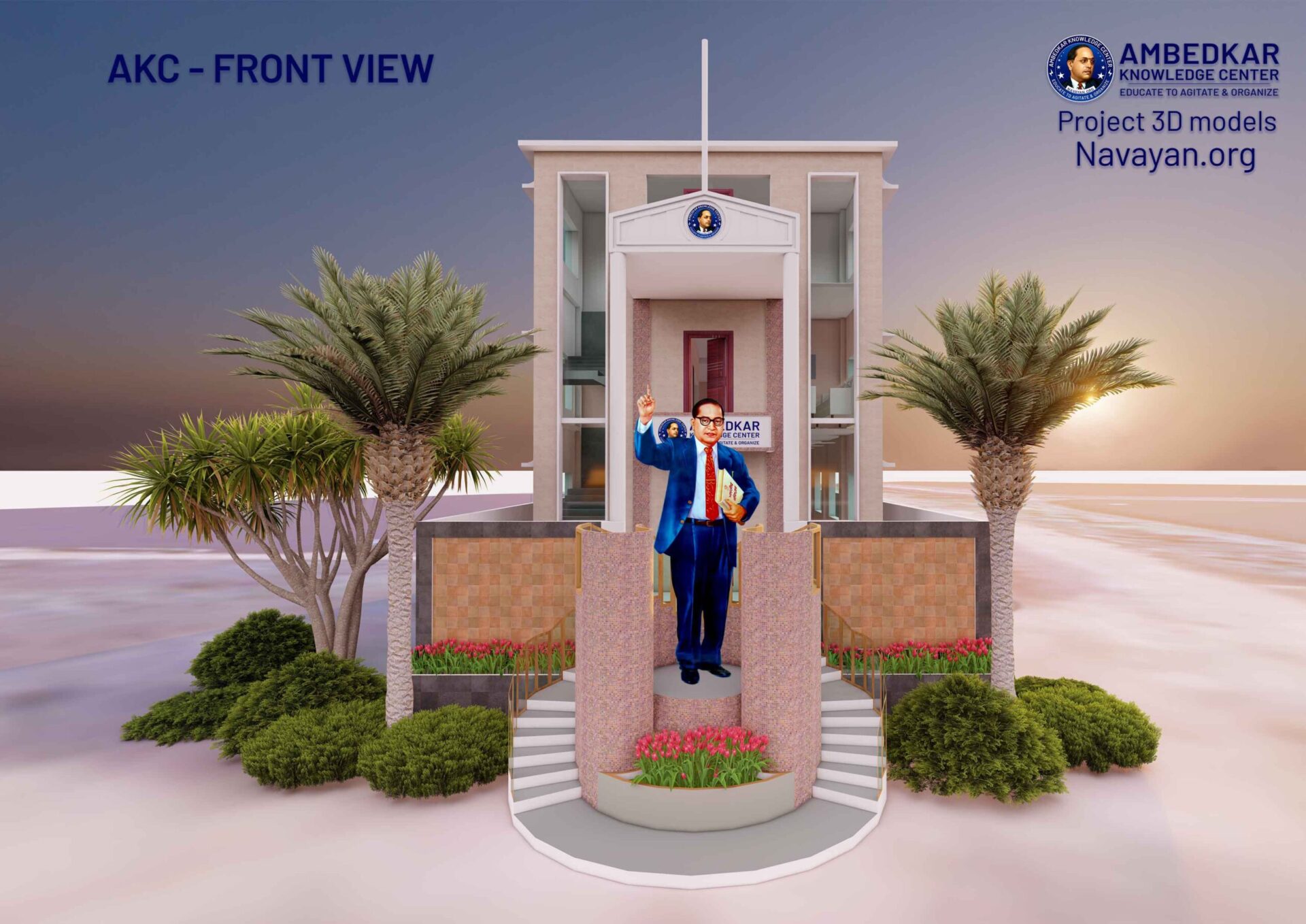 1. Ambedkar Knowledge Center 3D Models - Front View