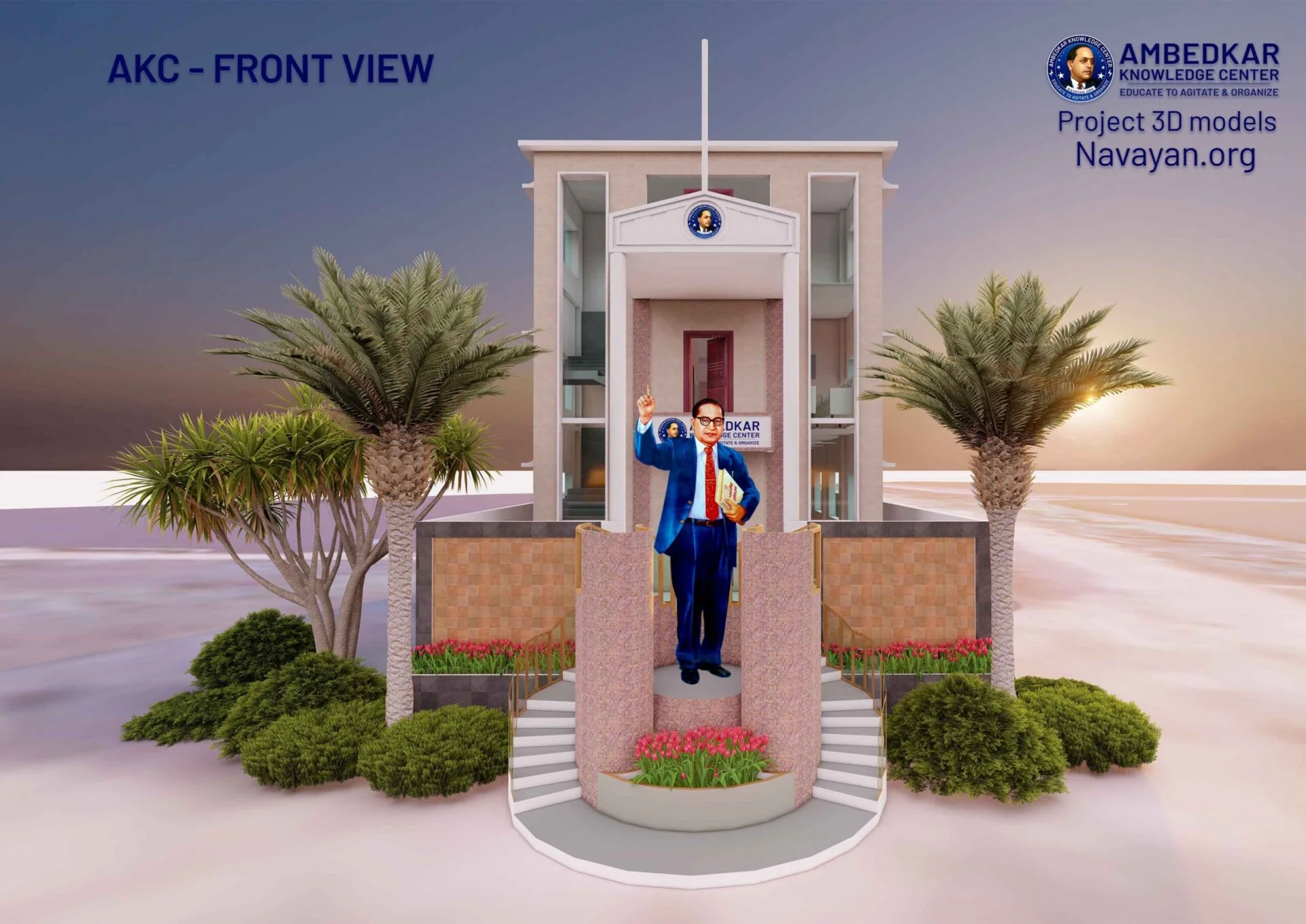 1. Ambedkar Knowledge Center 3D Models - Front View